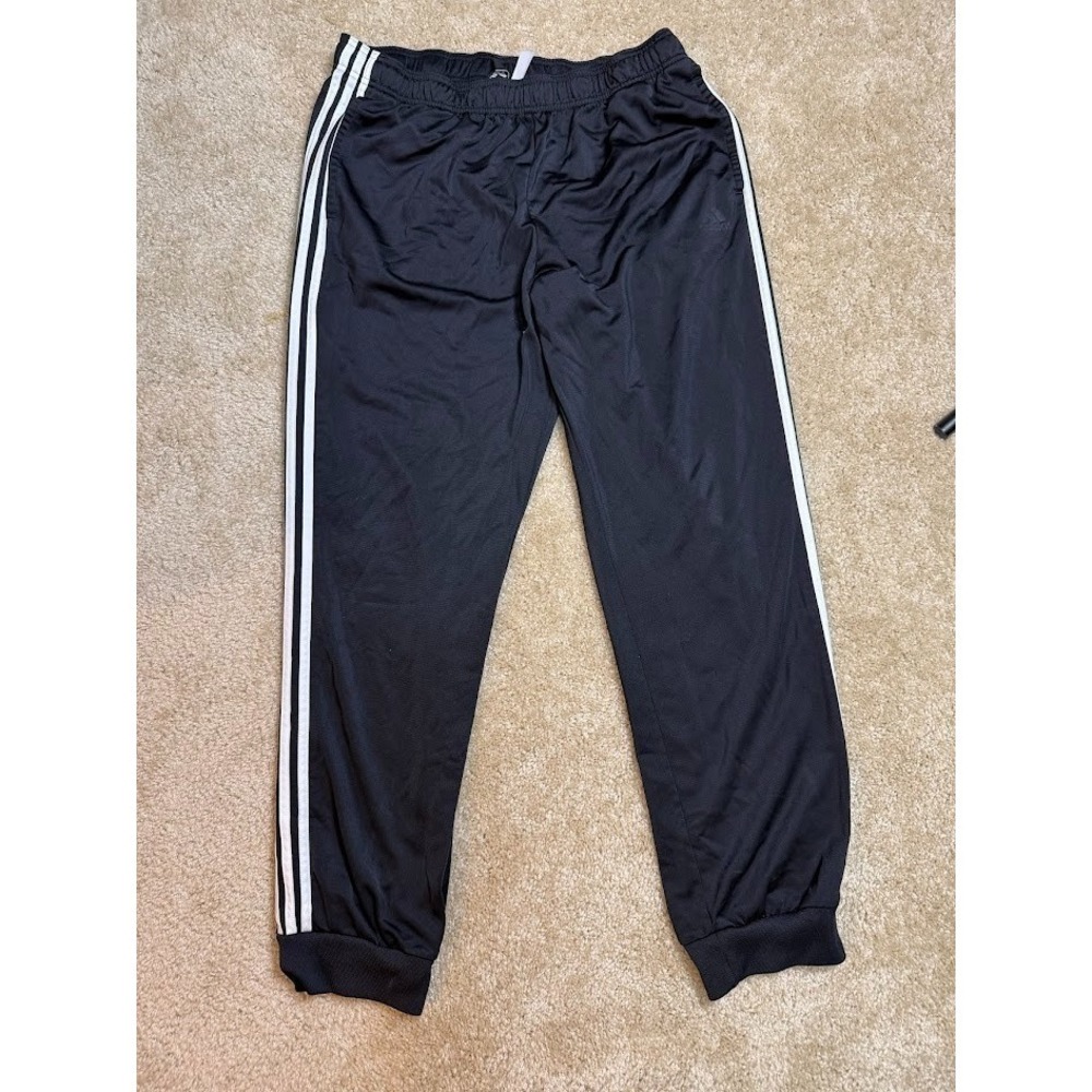 Adidas Mens Black White Three Stripe Jogger Track Pants XL Regular Fit